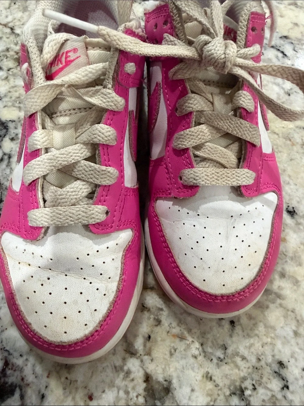 Nike Sz13 Kids Dunk Low-Top Sneakers in Hot Pink and White